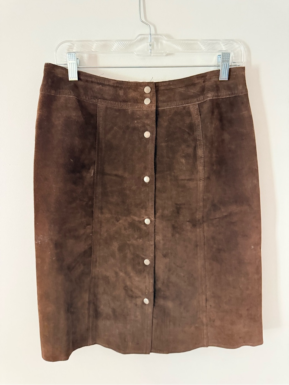 Brown Suede Button-Front Women's Skirt. Size 8.  Co & eddy.